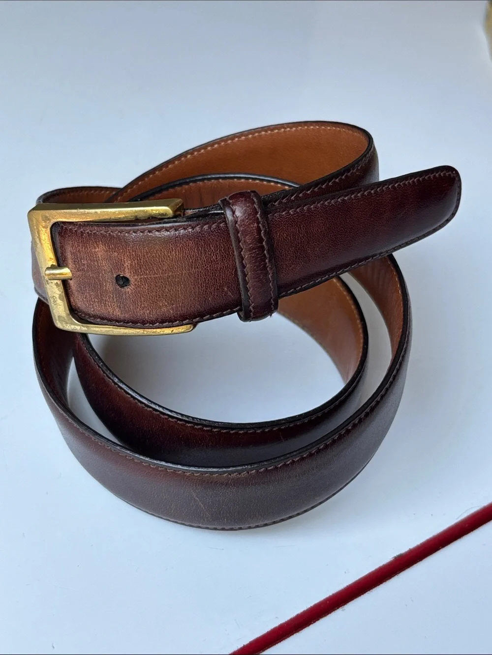 Trafalgar Brown Leather Belt with Brass Buckle